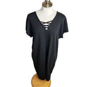 Lane Bryant French Terry Casual Dress Womens Size 14/16 Black‎